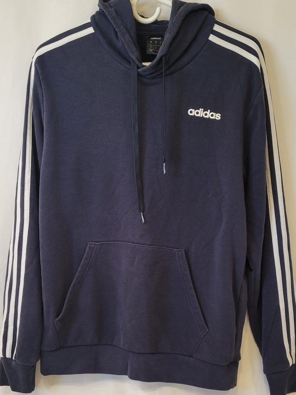 adidas Navy Pullover Hoodie with White Three-Stripes